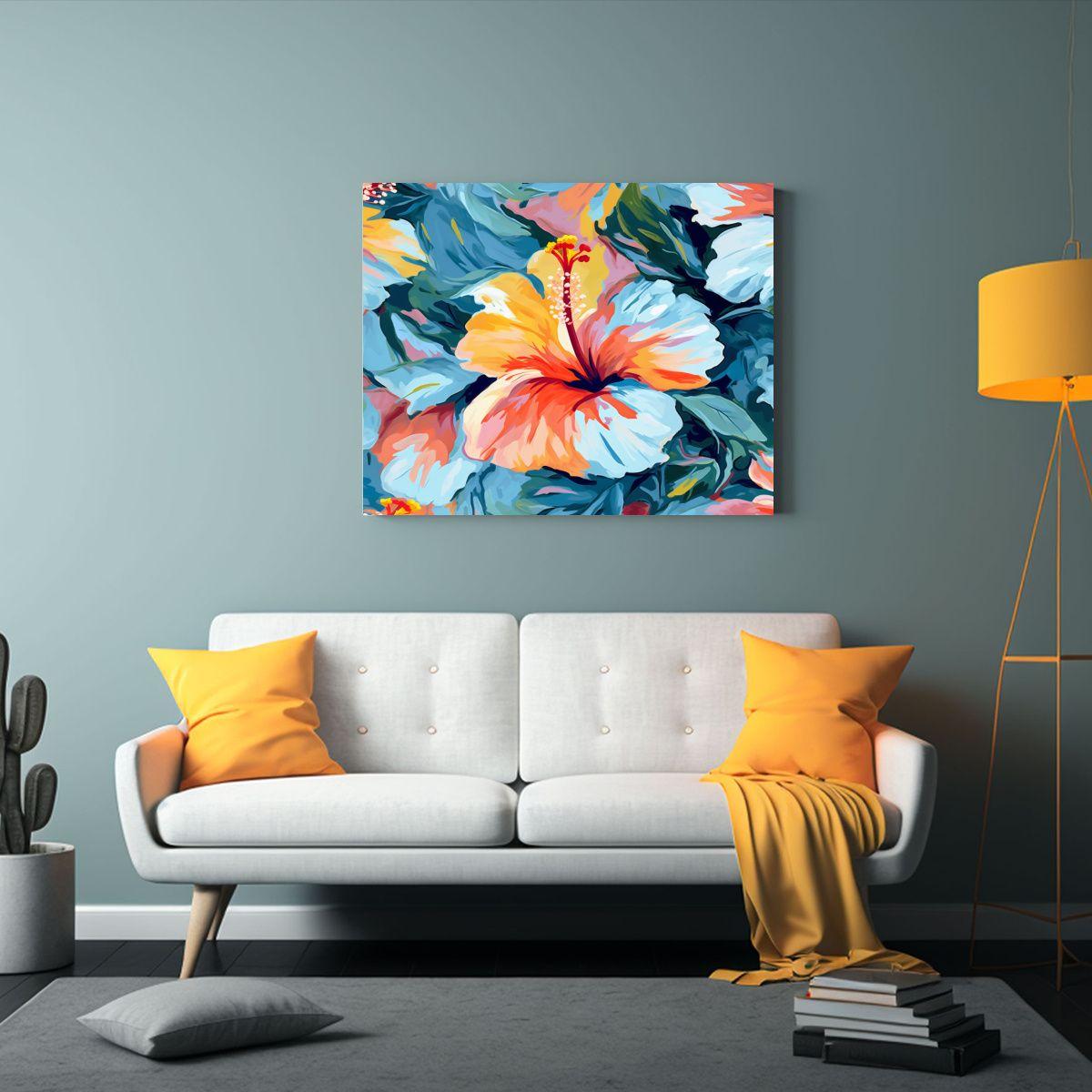 Pintura Decorativa Impresionante Hibisco Estilo 75x50cm-2
