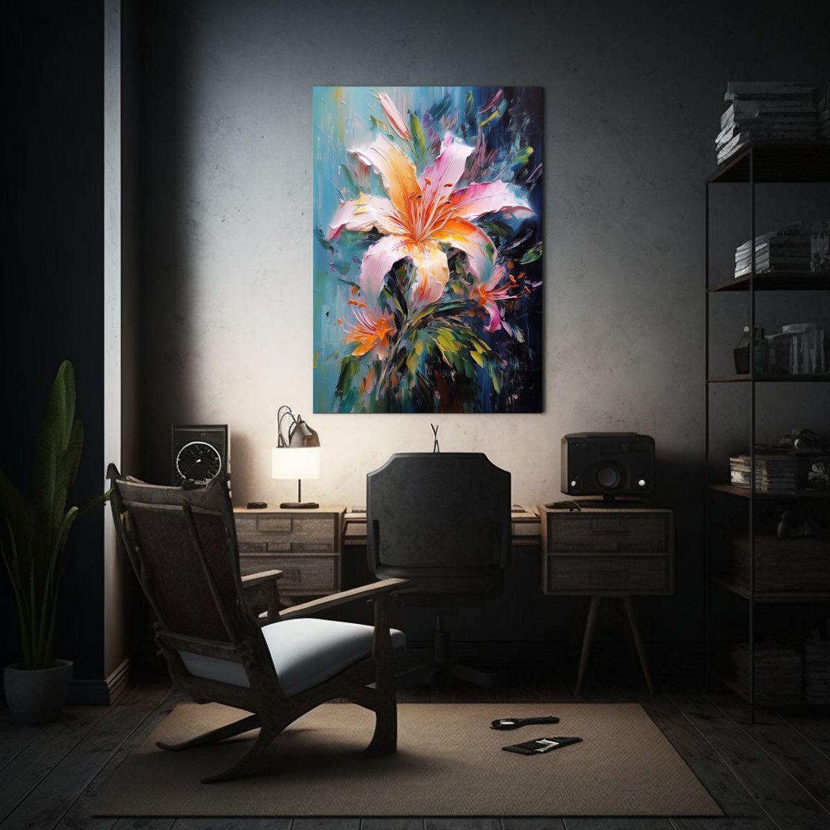 Pintura Abstracta Con Textura De Lirio En Lienzo 20x30cm-2