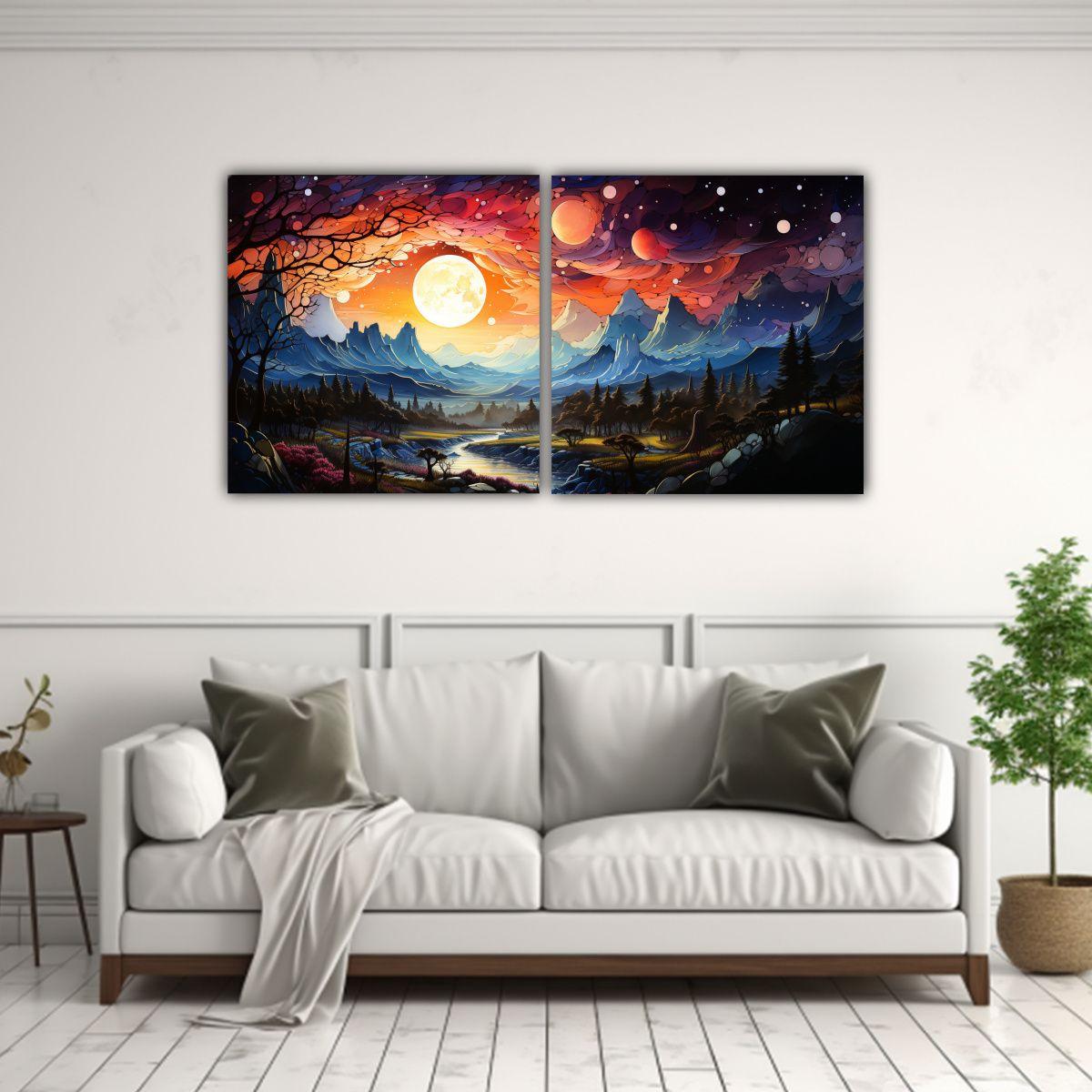 Cuadro Pintura Movimiento Personalidad Montaña 80x40 Cm-2