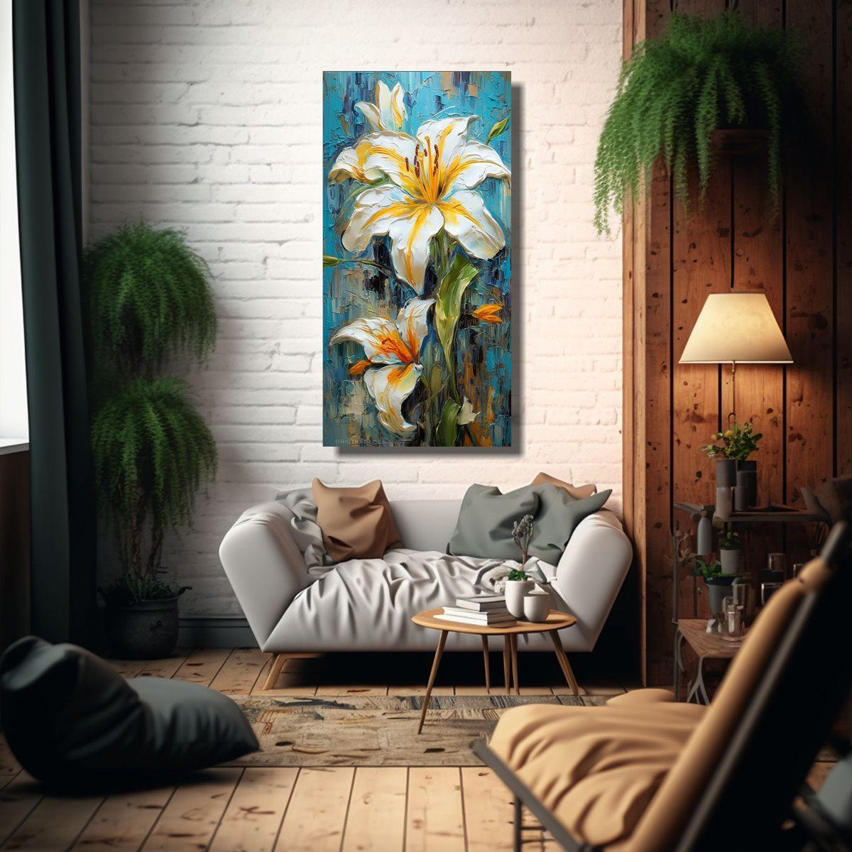 Cuadro Decorativo Tela Sublimada Colorido Lirio 30x60cm-2