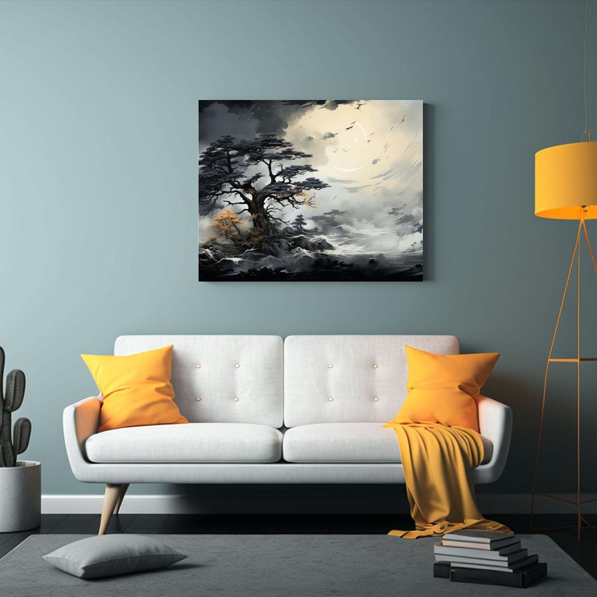 Pinturas Decorativas De Pino En Blanco Y Negro Con Impacto C 65x50cm-2