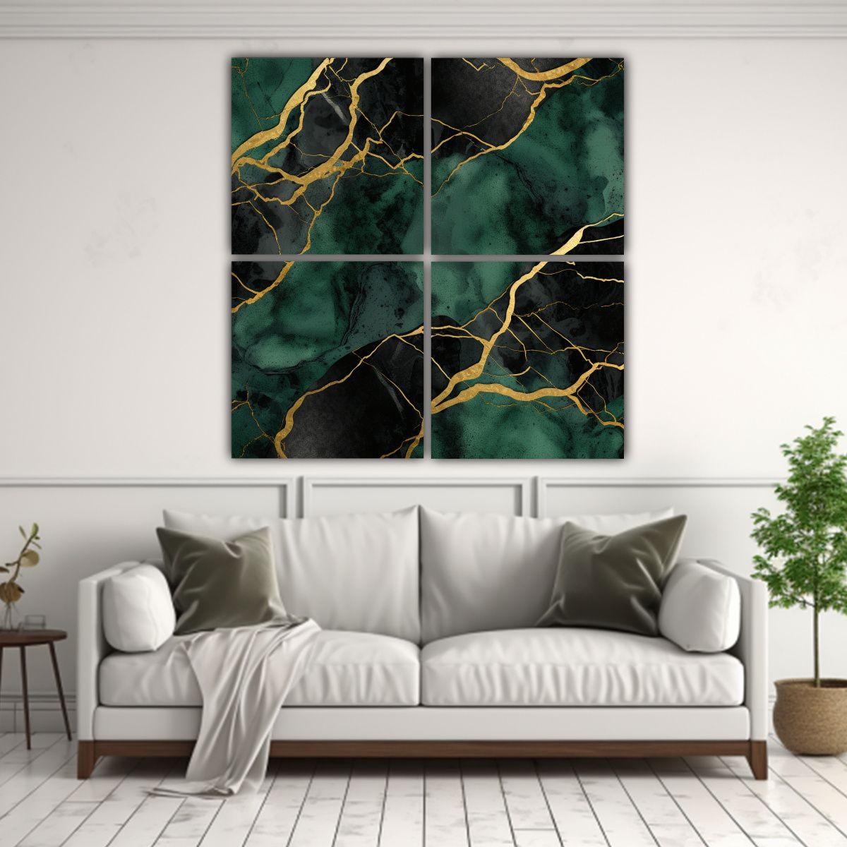Cuadros Vintage Mármol Estrellados Con Líneas 120x120 Cm-2