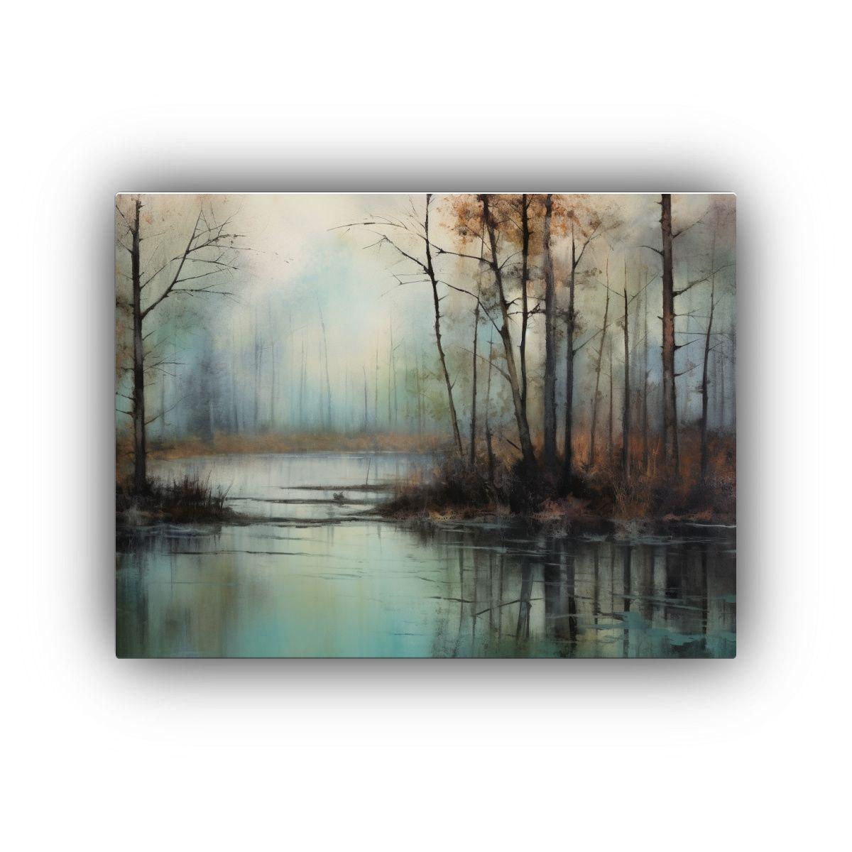 Pintura Al óleo Grande De árboles Junto A Un 30x20cm-0