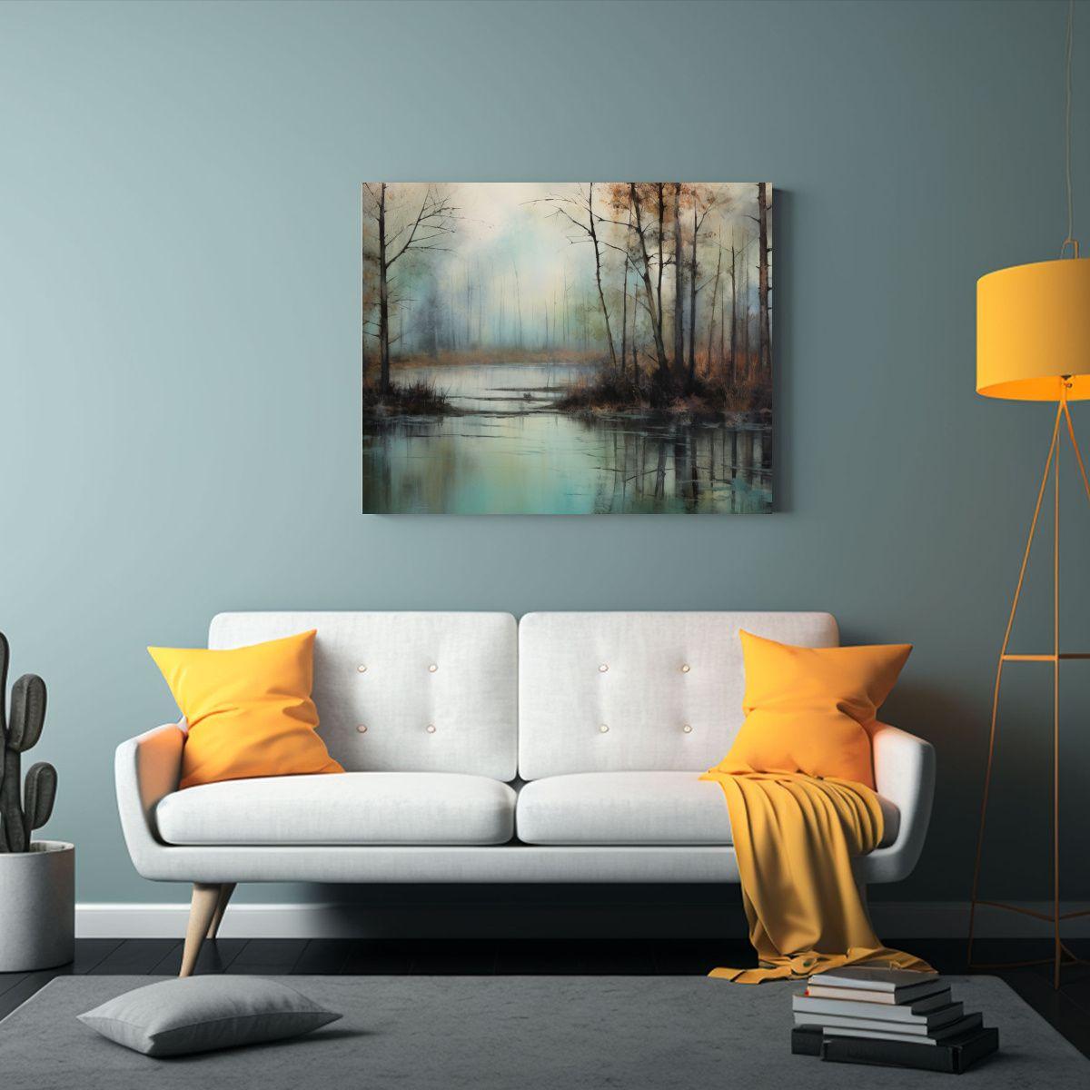 Pintura Al óleo Grande De árboles Junto A Un 30x20cm-2