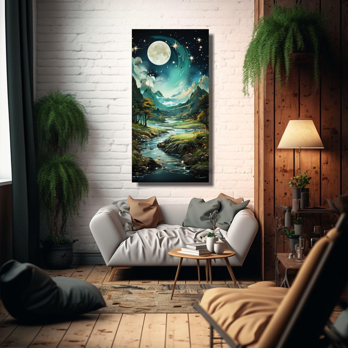 Pintura Creativa Sublimada Luna Montañas 80x160cm-2
