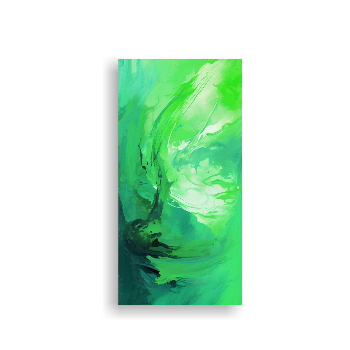 Cuadro Abstracto Verde De Lienzo Para Decoración 40x80cm-0