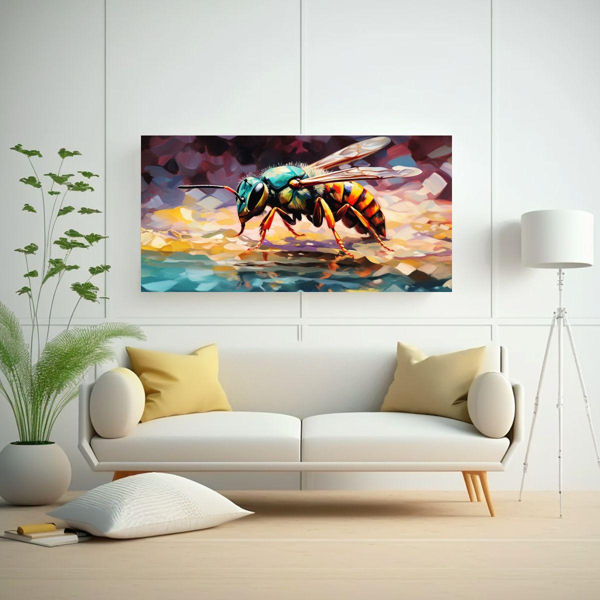Pintura Al Estilo óleo Estilo Colorido De Avispa  40x20cm-2