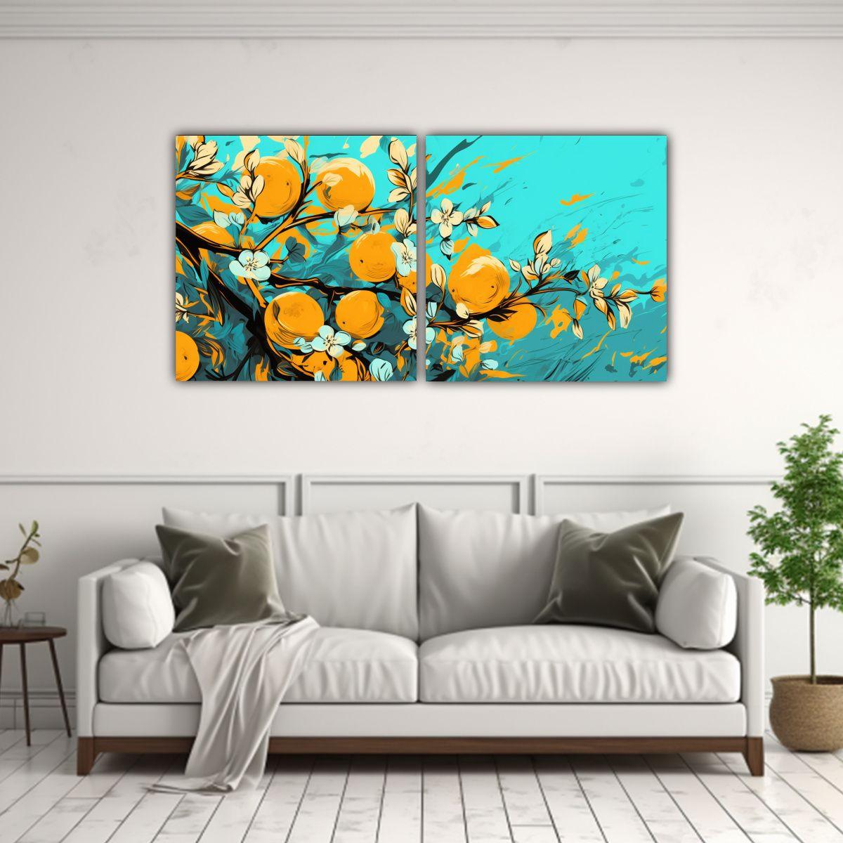 Pinturas Decorativas Con Forma De árbol Naranja 120x60 Cm-2