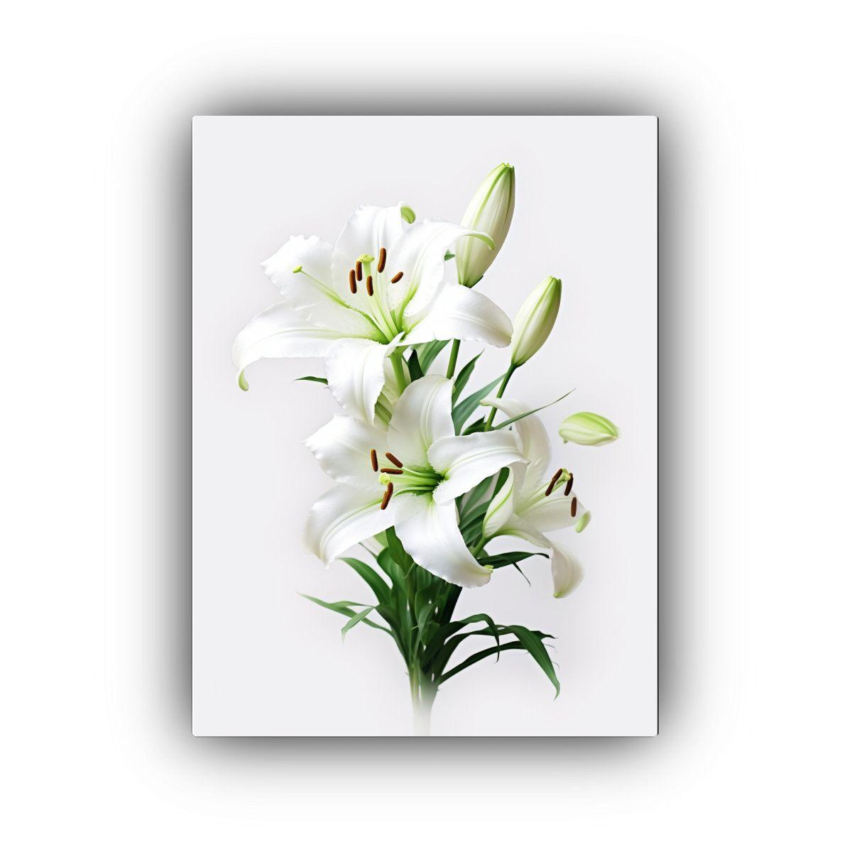 Pintura Decorativa Realista Con Lirios Blancos 40x50cm-0