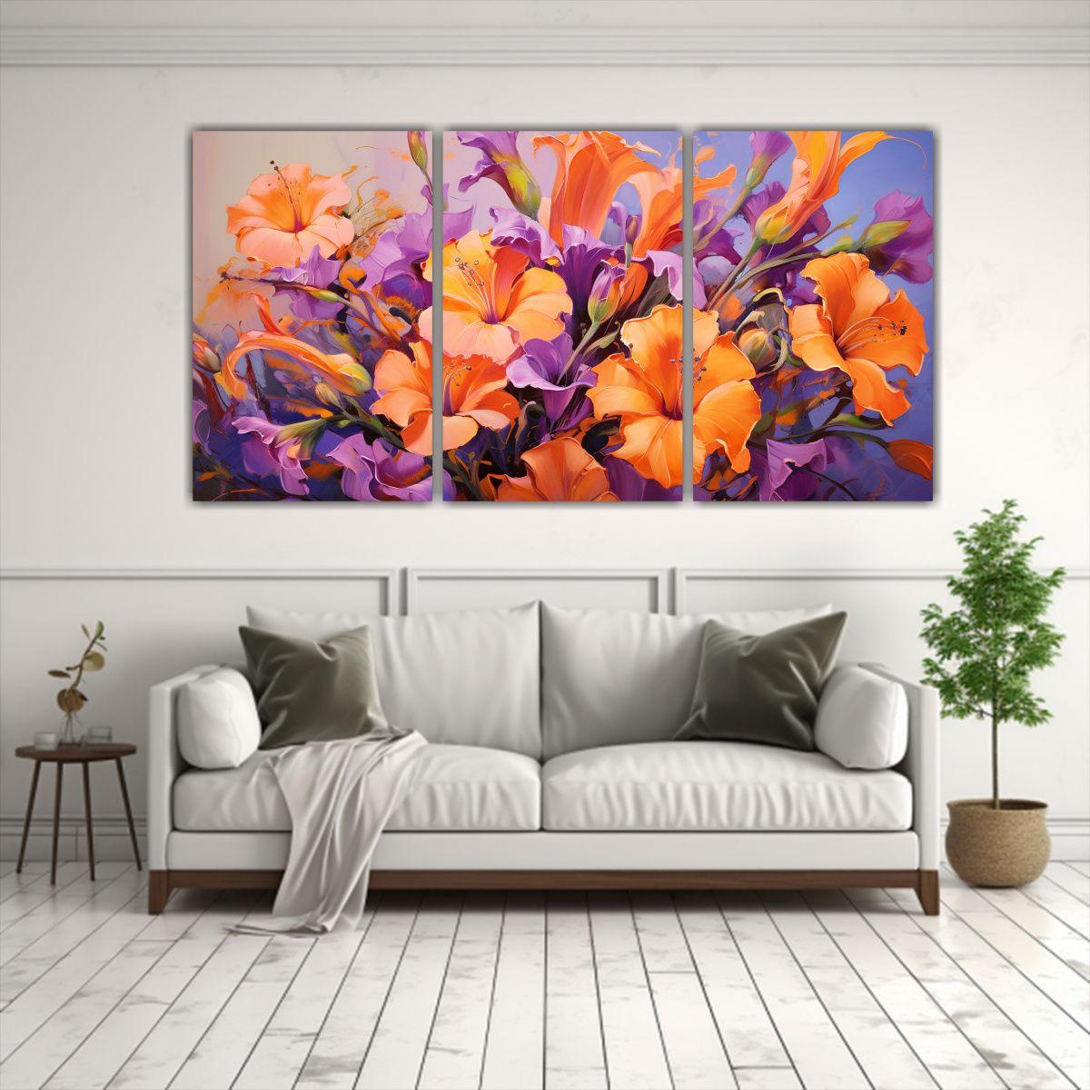 Cuadro Expresión Majestuosa Púrpura Y Naranja 120x60 Cm-2