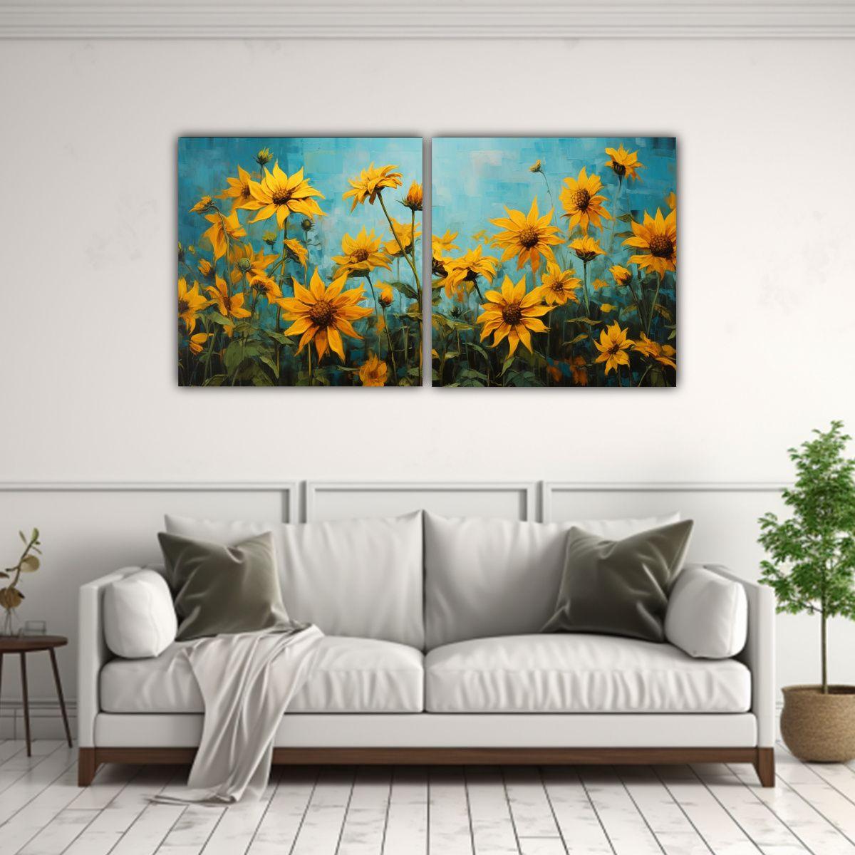 Cuadros Abstractos De Flores De Alcachofa De 140x70 Cm-2