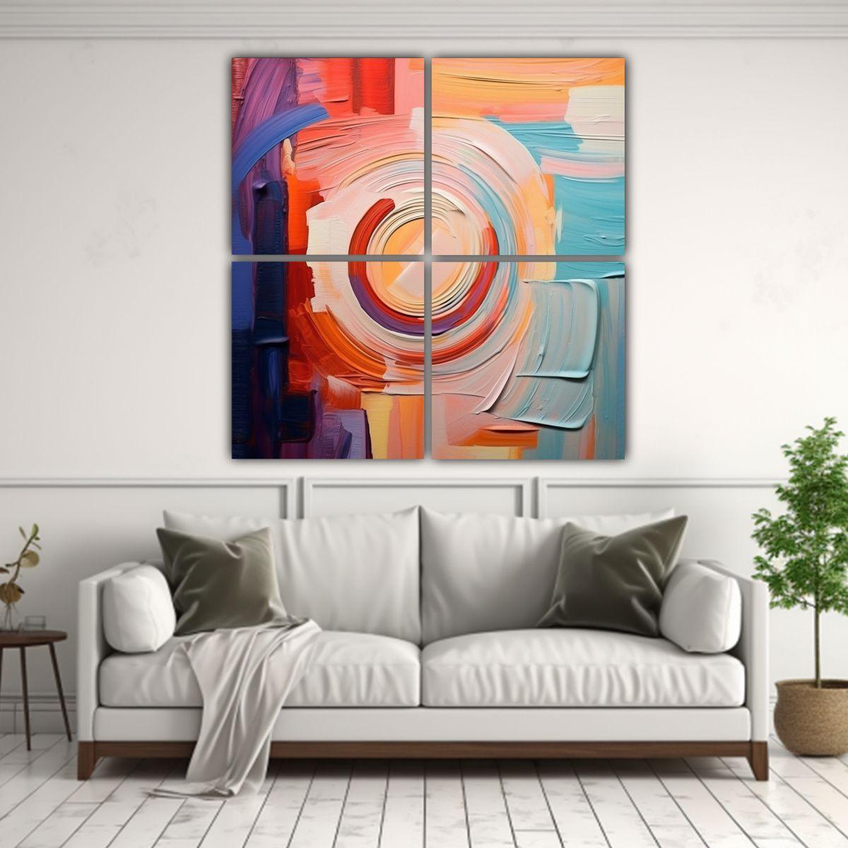 Lienzos Abstractos Elegantes De Tela Composición 200x200 Cm-2
