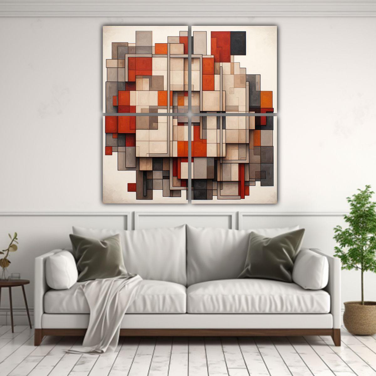 Cuatro Lienzos De Tela Juveniles, Arte 120x120 Cm-2