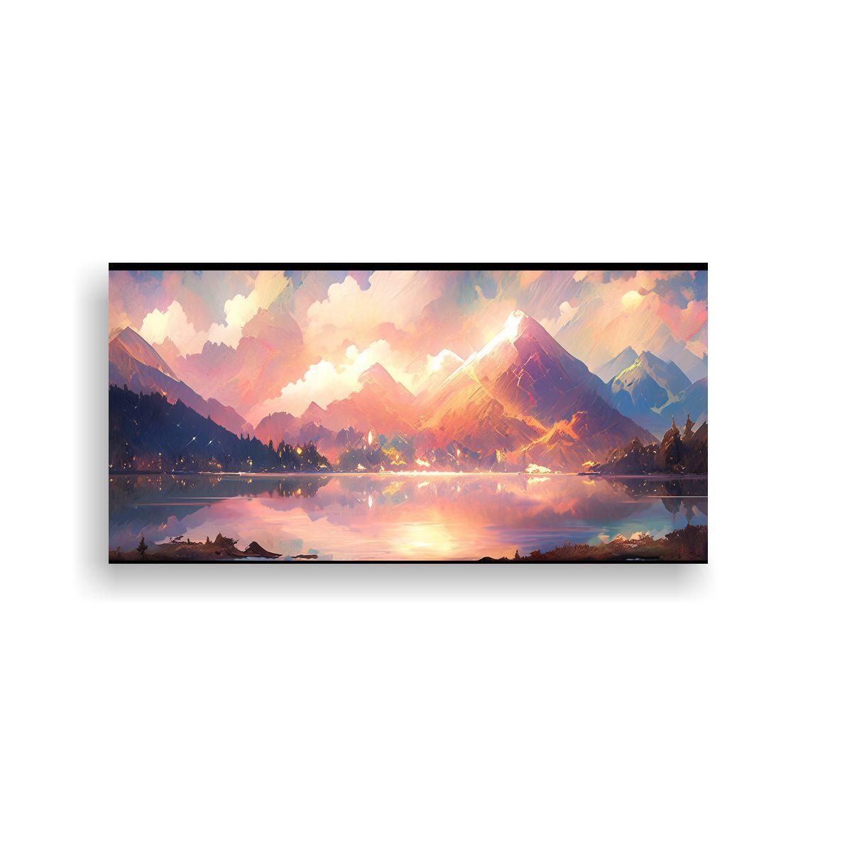 Pintura Inspiradora Figuras En Montañas Con 60x30cm-0