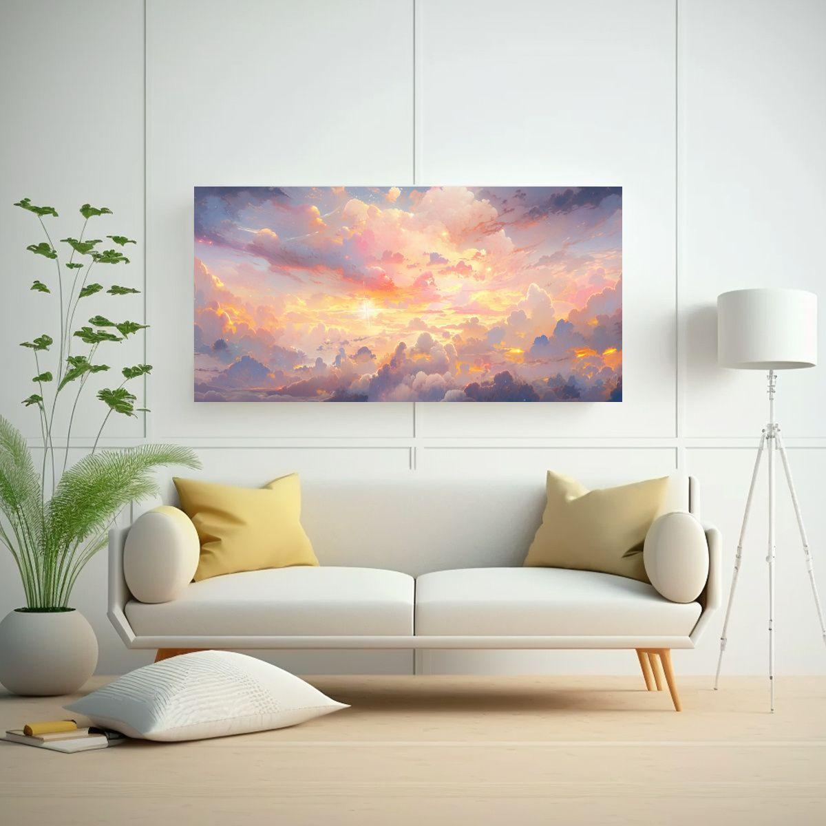 Cuadro Expresión Simple Amanecer Con Arco Iris Y 40x20 Cm-2