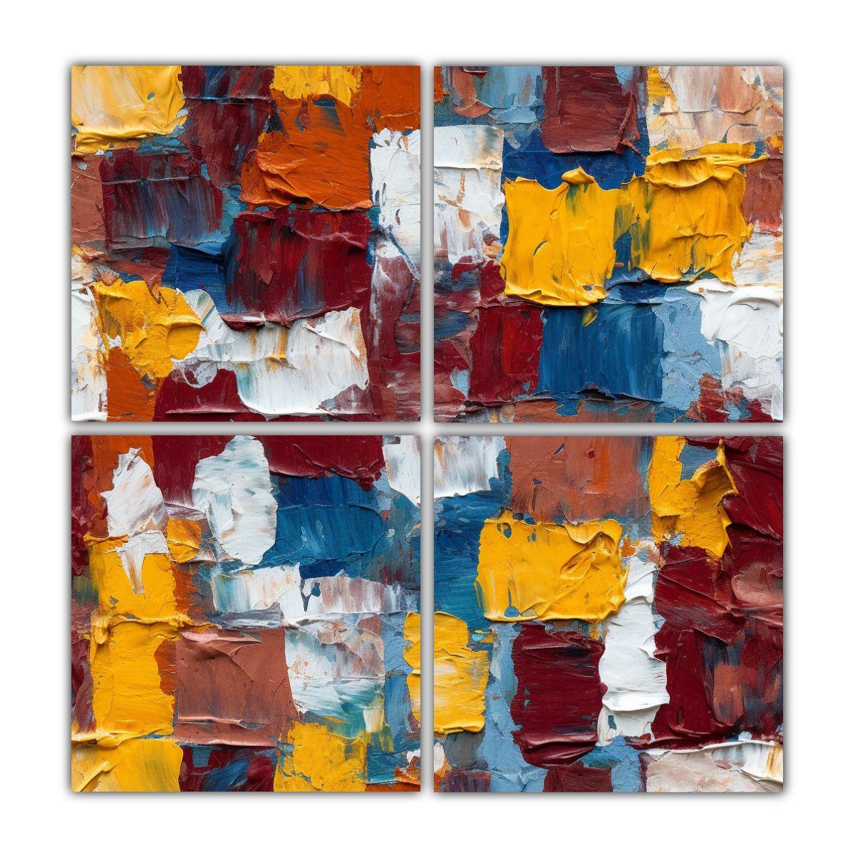 Cuatro Lienzos Fotografía Multicapa Colorido 40x40 Cm-0