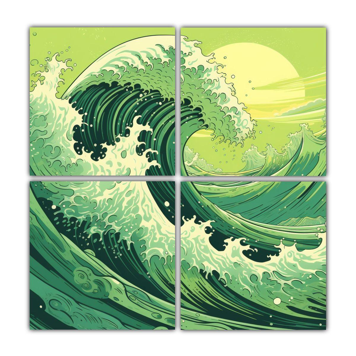 Cuadros De Decoración Con Figuras De Olas De 160x160 Cm-0