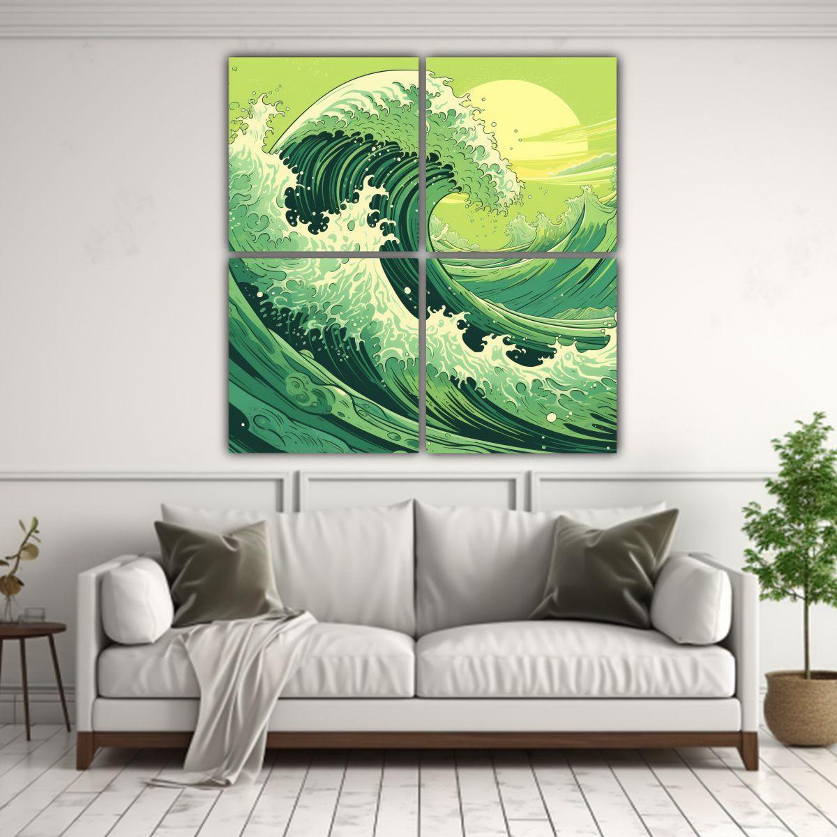 Cuadros De Decoración Con Figuras De Olas De 160x160 Cm-2
