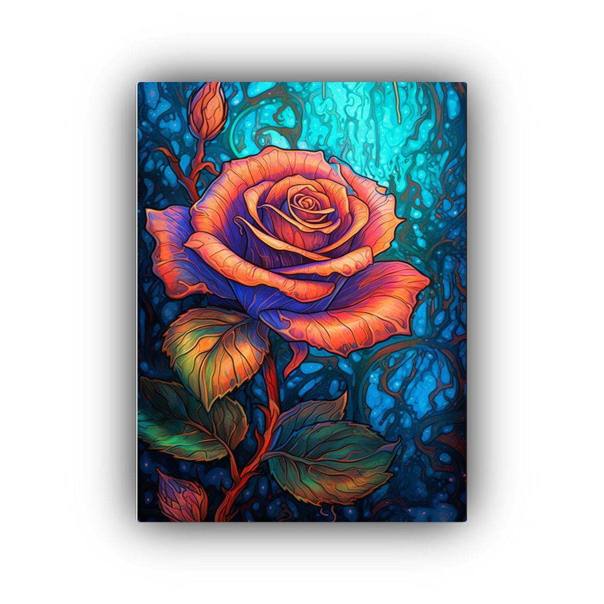 Pintura Abstracta Colorida De Rosa En Acuarela 30x40cm-0