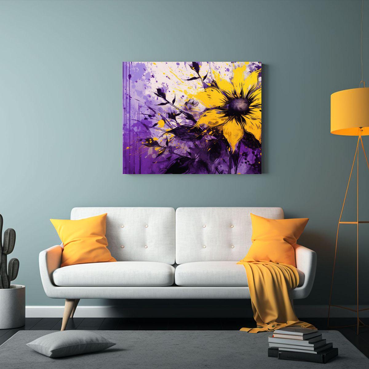 Cuadros Decorativos Amarillo Y Morado Para Salón 60x40cm-2