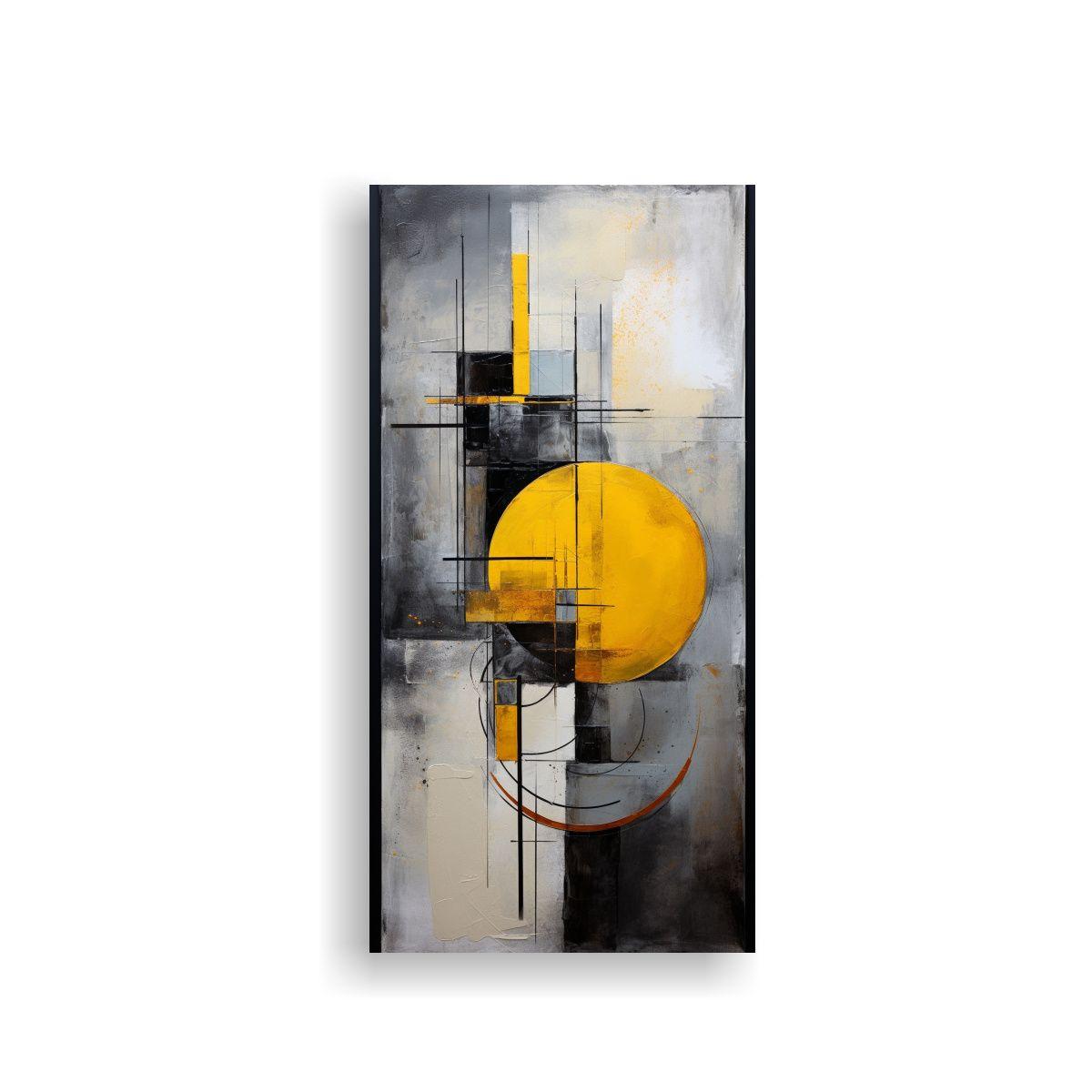 Cuadros Abstractos Florales En Gris Y Amarillo 80x160cm-0
