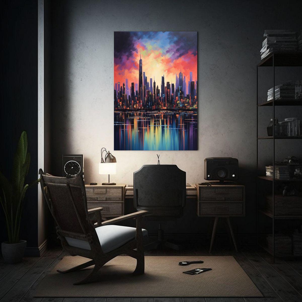 Pintura Al óleo Clásica Del Skyline De Nueva 20x30cm-2