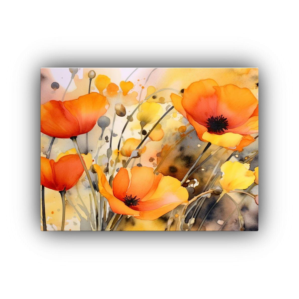 Pintura Composición Fantástica Eschscholzia Californica En 40x30cm-0