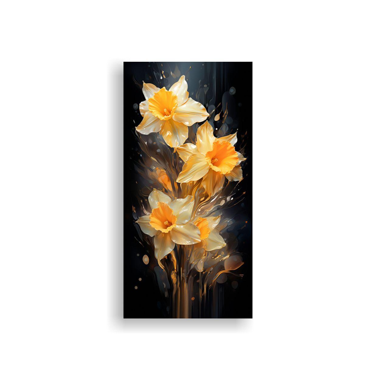 Pintura Abstracta Amapolas Doradas Y Negras 80x160cm-0