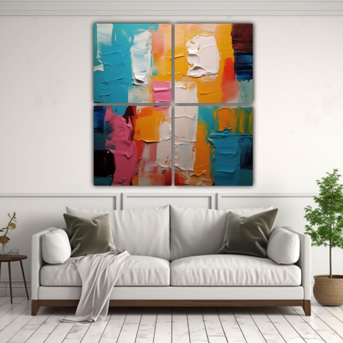 Arte En Lienzo De Forma Refinada: 4 Lienzos De 100x100 Cm-2
