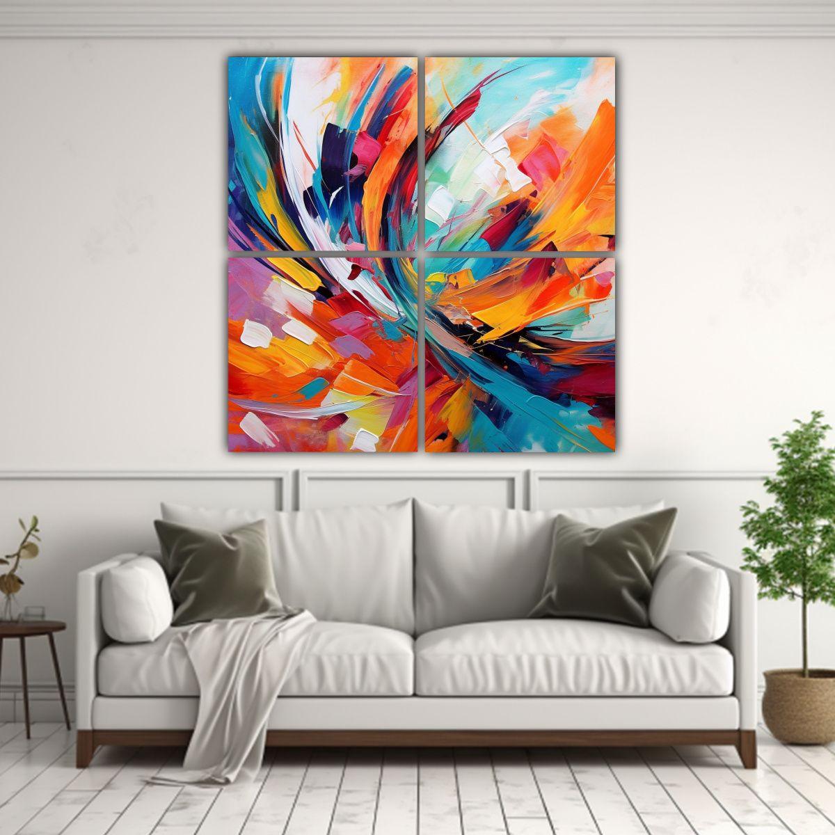 Pinturas Abstractas Coloridas Para Decoración 4 140x140 Cm-2