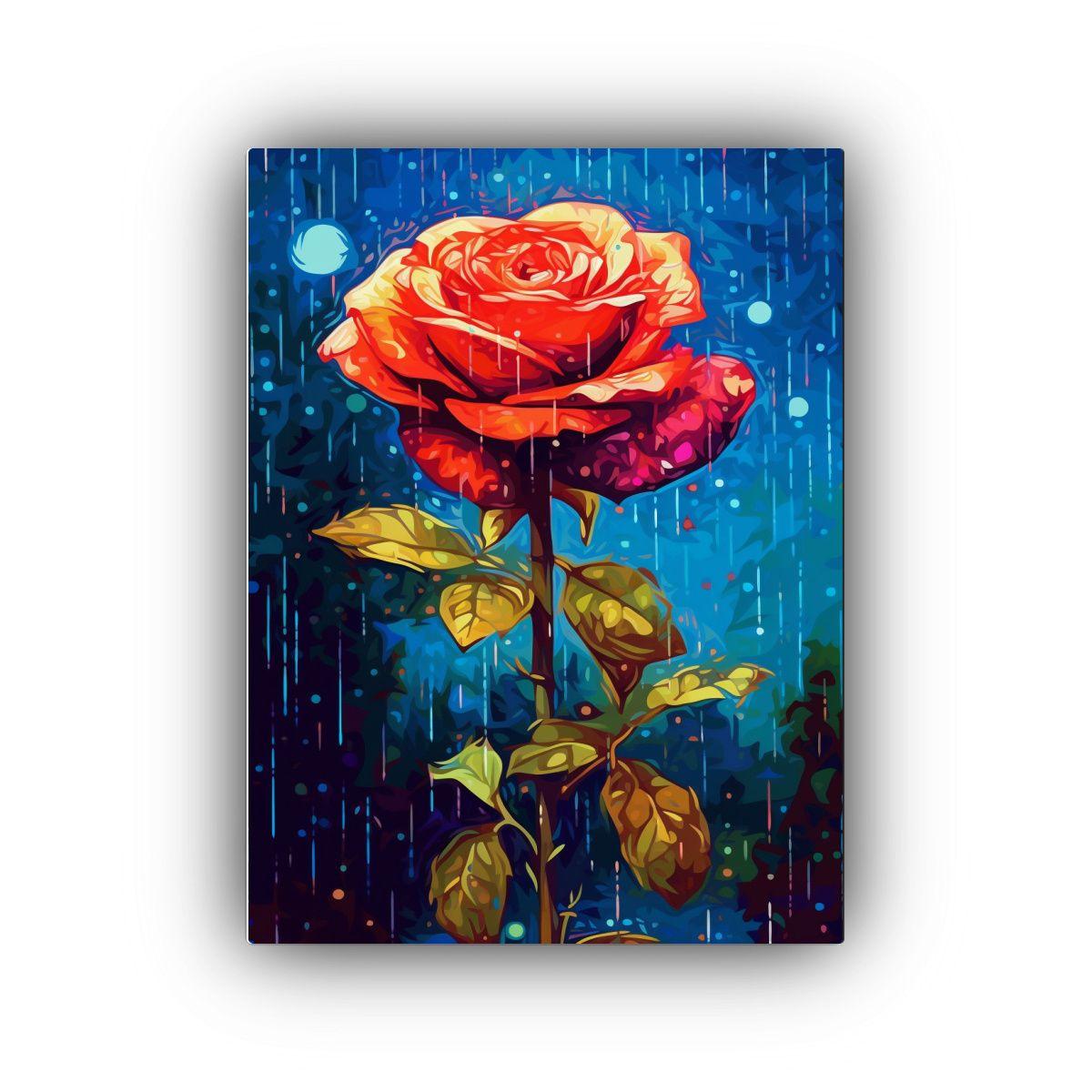 Pintura Decorativa Inspiración Moderna Rosa Roja 40x50cm-0