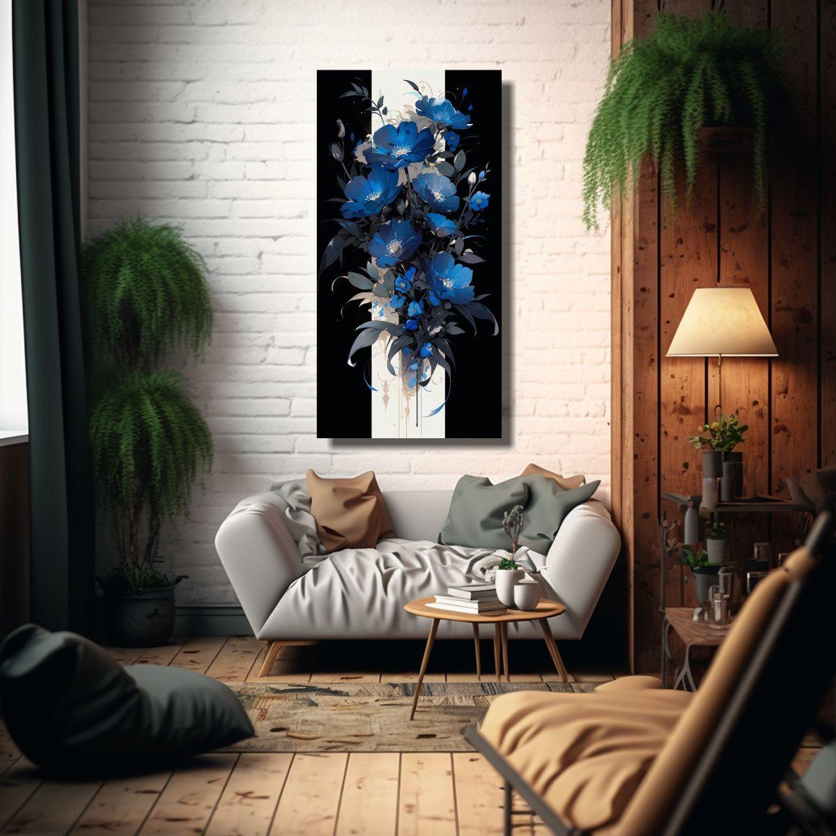 Cuadro Temático Negro Y Azul Con Atmosfera 70x140cm-2