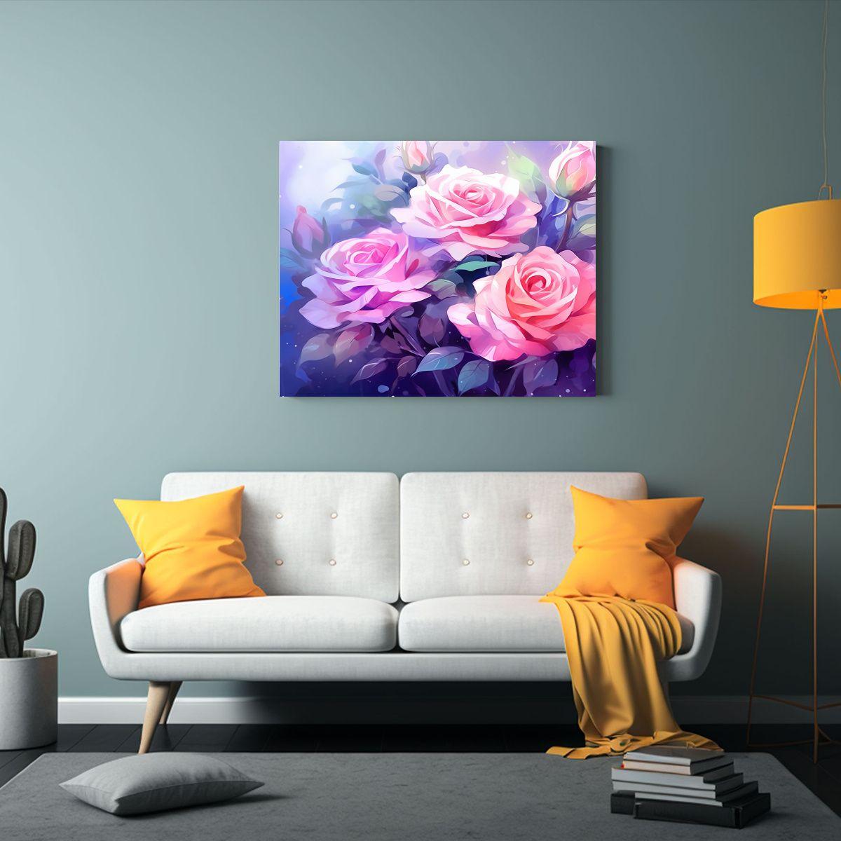 Cuadro Decorativo Moderno De Flores Acuarelas. 75x50cm-2
