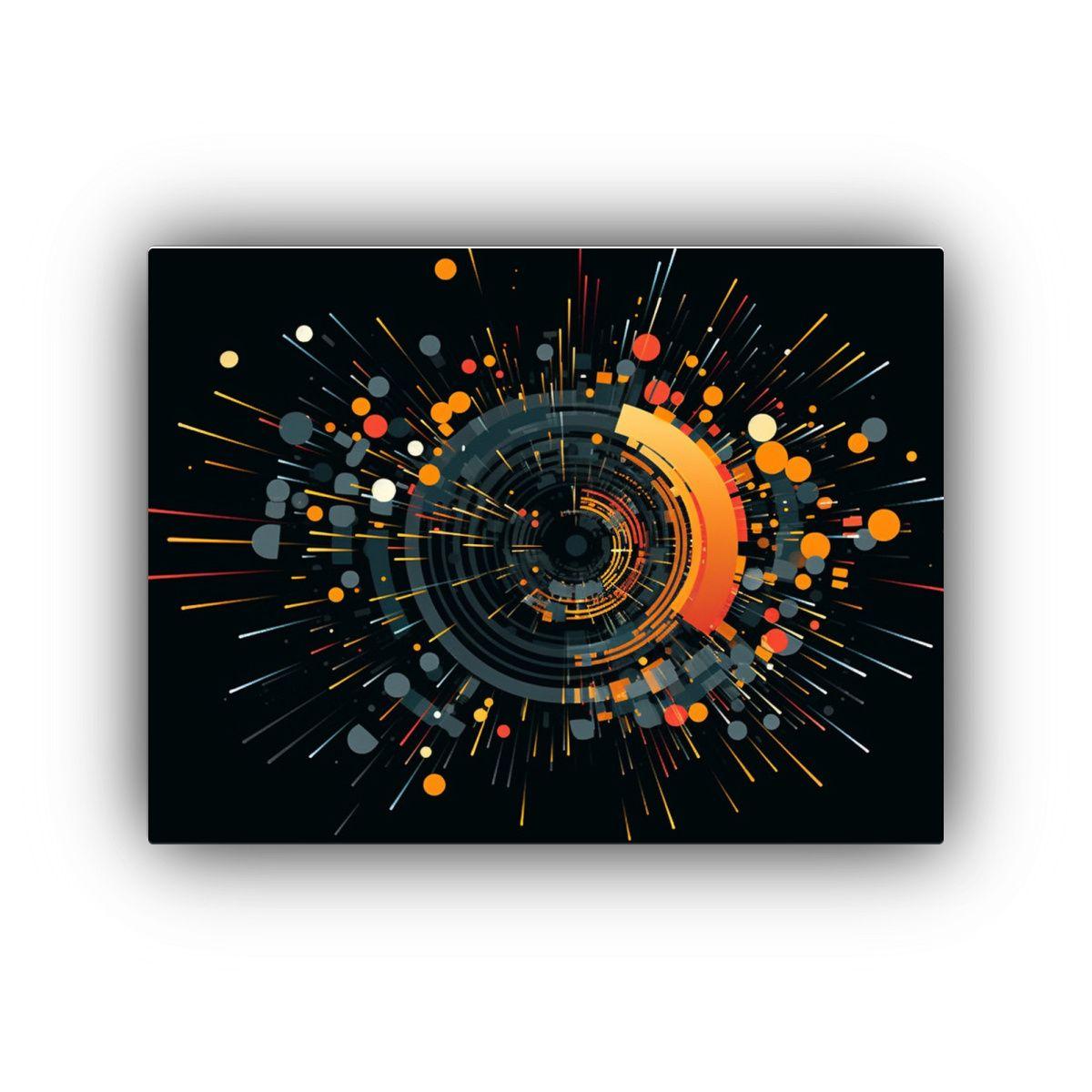 Cuadro Multicolor Expresivo En Lienzo Sobre Fondo Negro. 30x20cm-0