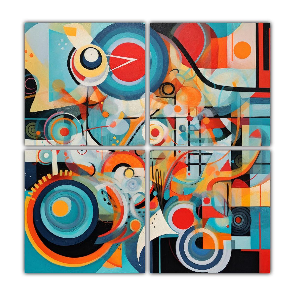 Pintura Abstracta Colorida Con Formas Para 140x140 Cm-0