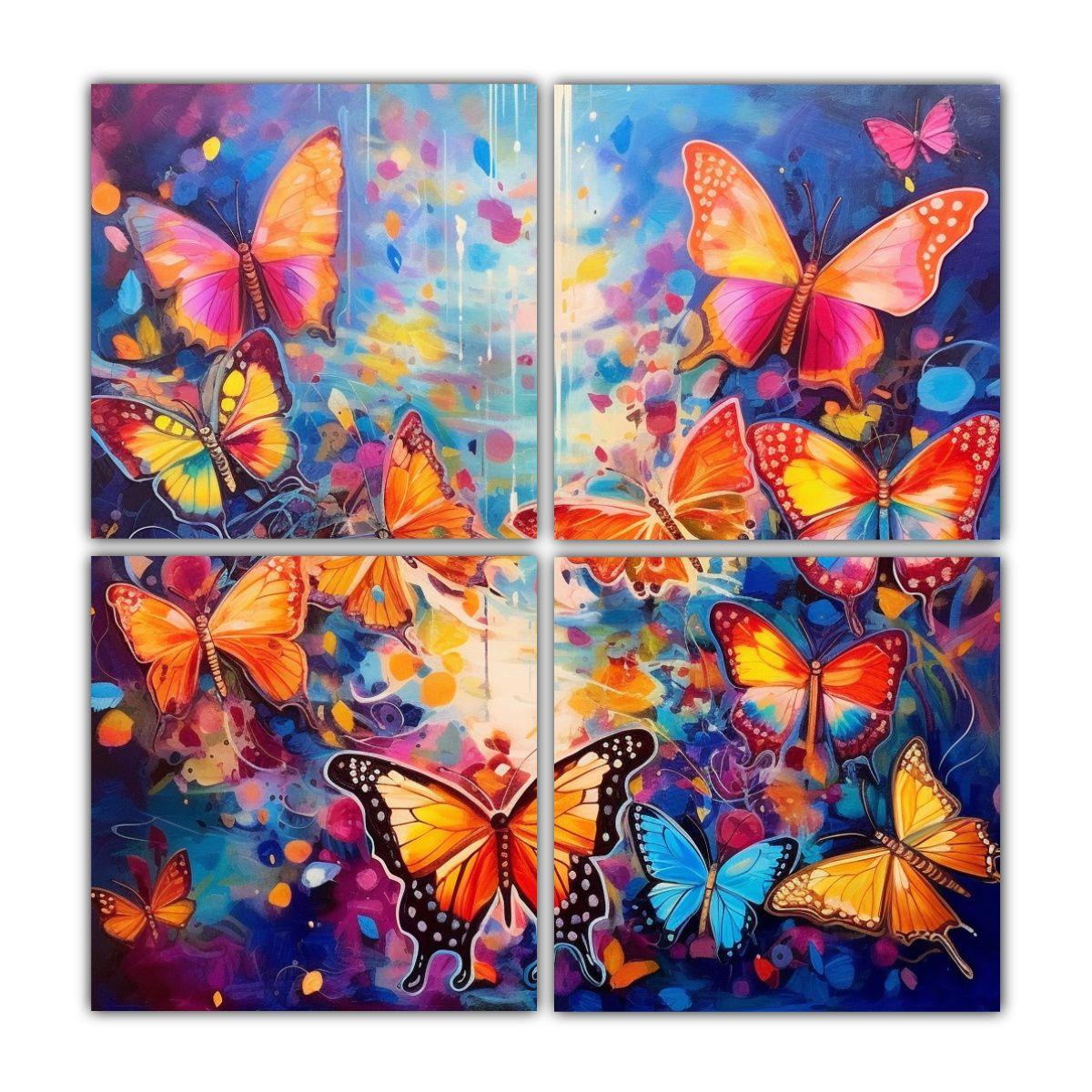 4 Lienzos De Cocina Con Mariposas Mágicas Y 200x200 Cm-0