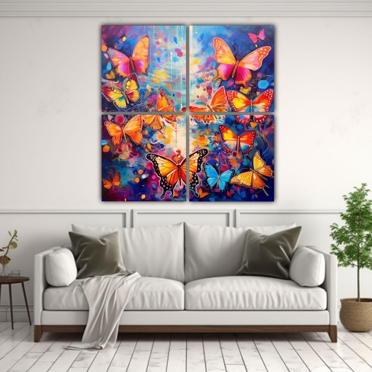 4 Lienzos De Cocina Con Mariposas Mágicas Y 200x200 Cm-2