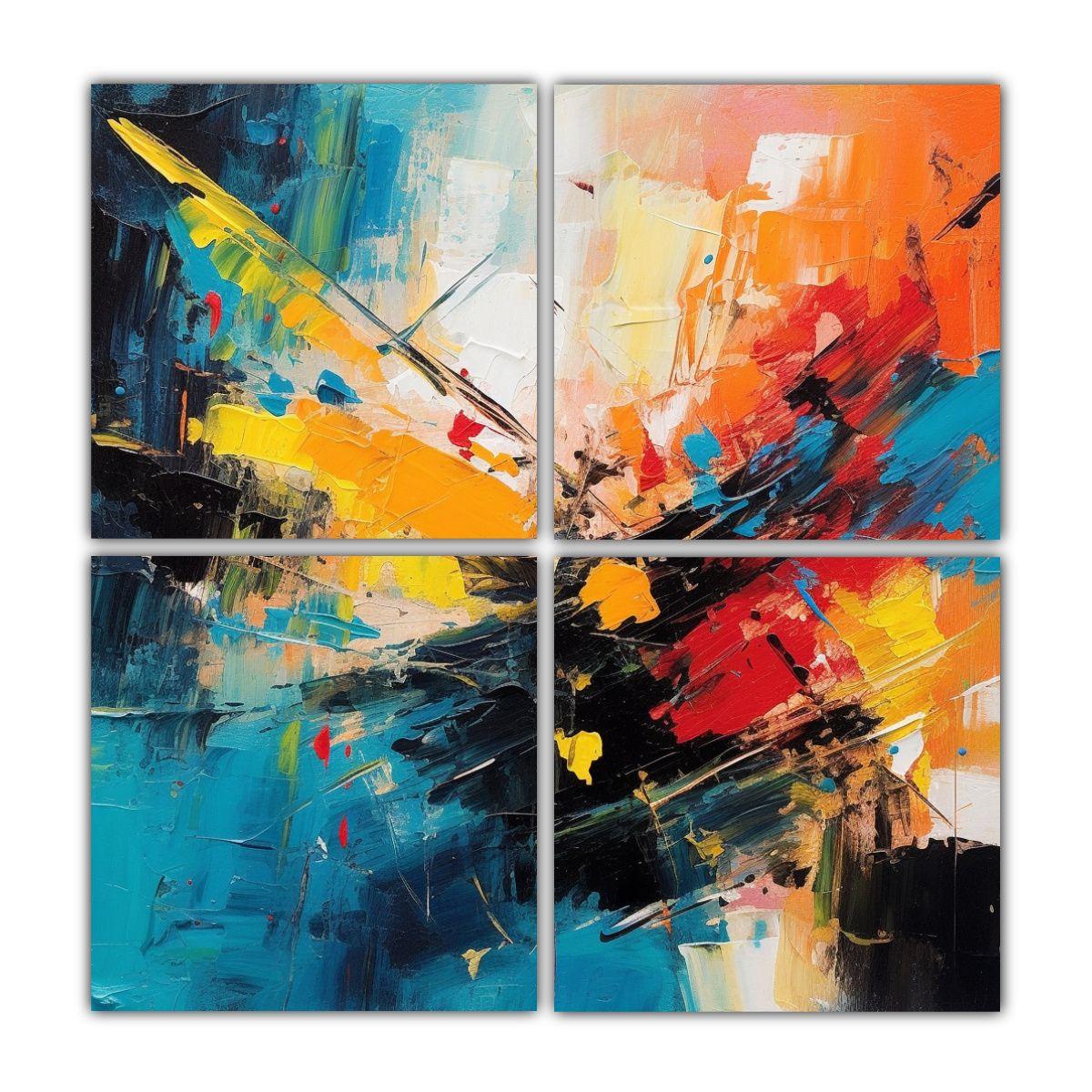 Cuatro Lienzos De Tela Estilo Galeria Belleza 60x60 Cm-0