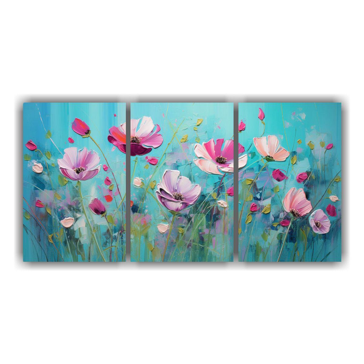 Pintura De Flores En Lienzo En Colores 180x90 Cm-0
