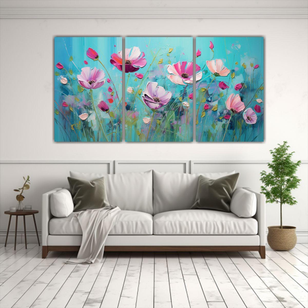 Pintura De Flores En Lienzo En Colores 180x90 Cm-2