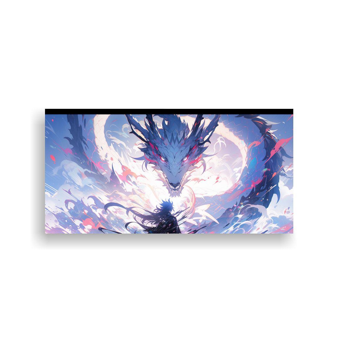 Cuadro Moderno Pared Poderoso Dragón En Colores 80x40cm-0