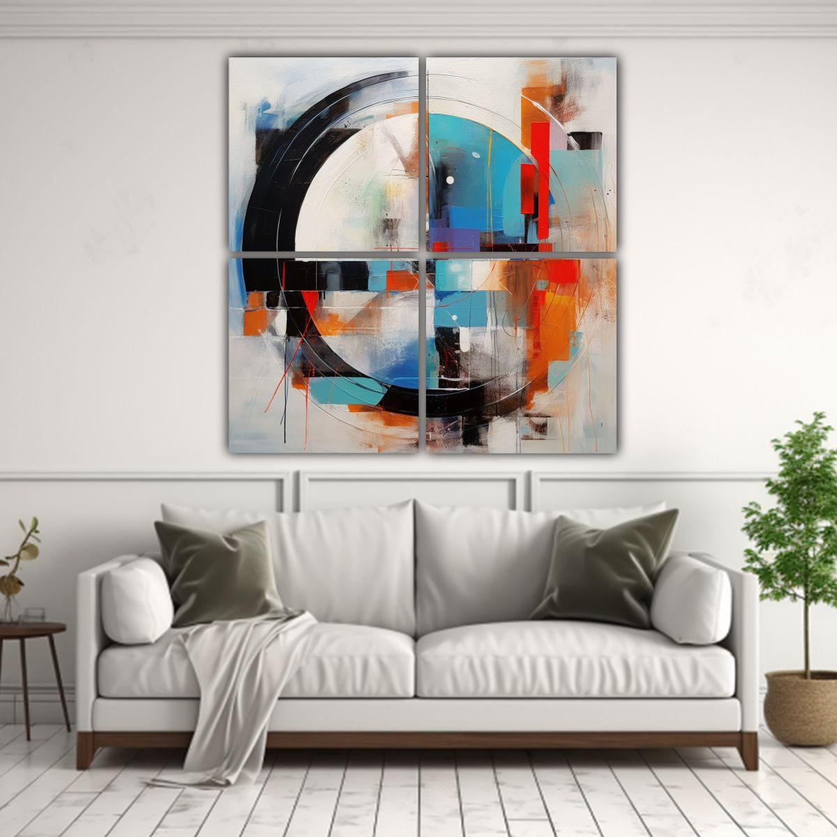 Cuatro Lienzos Abstractos De Arte Con Patrón 60x60 Cm-2