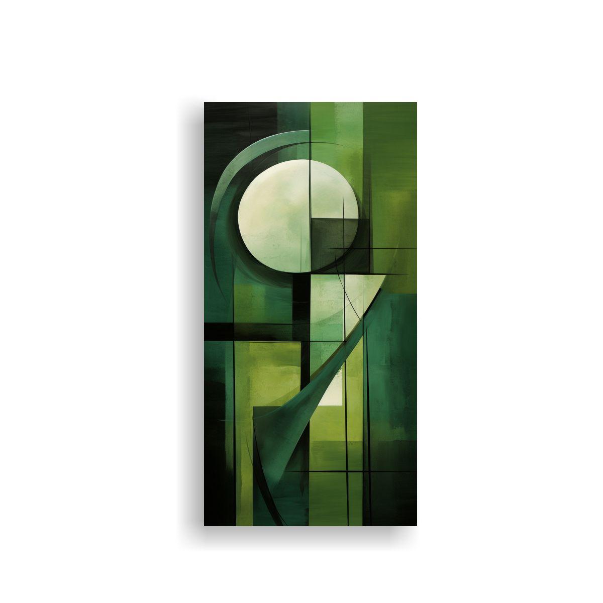 Pintura Abstracta En Lienzo Verde Inspiradora En B 30x60cm-0