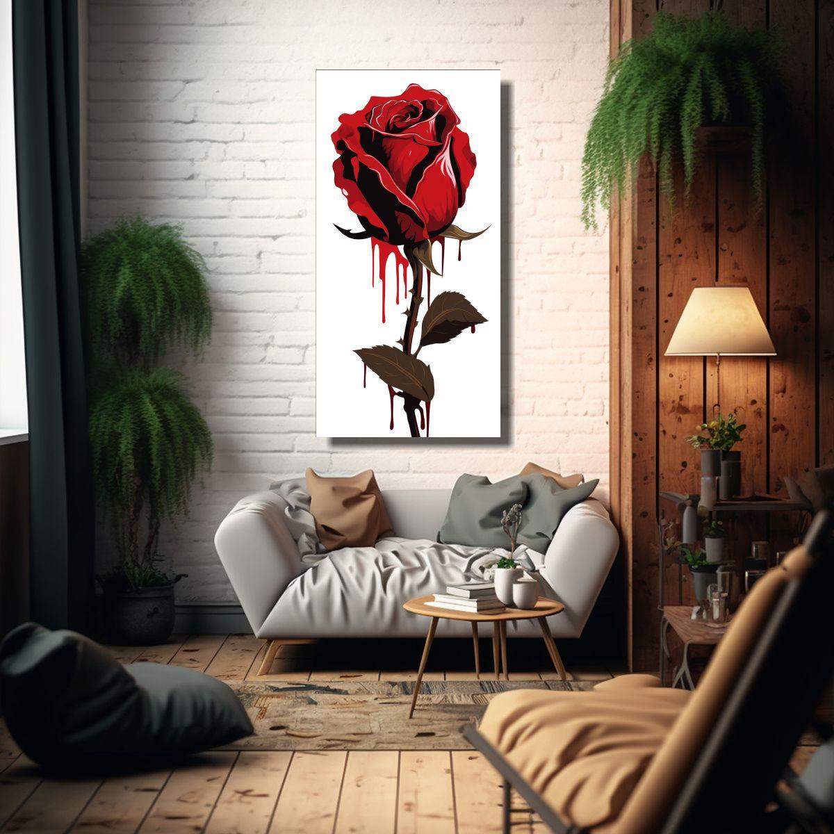 Cuadro Decorativo Duradero Con Rosas Sangrantes 50x100cm-2