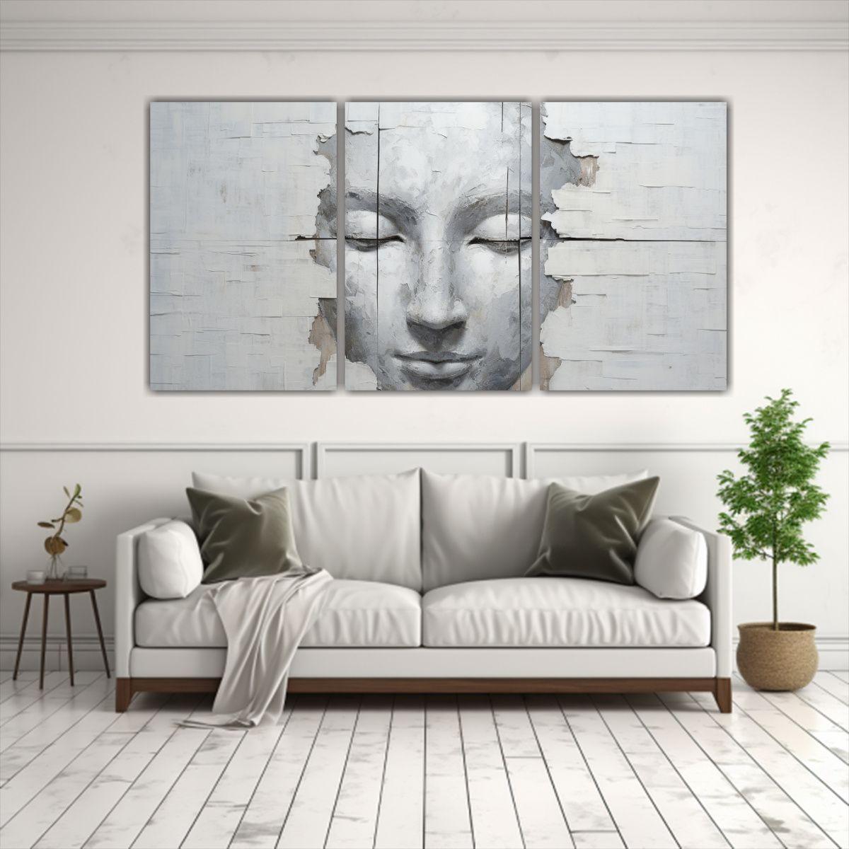 Conjunto 3 Lienzos Alta Calidad Vida Buddha 90x45 Cm-2