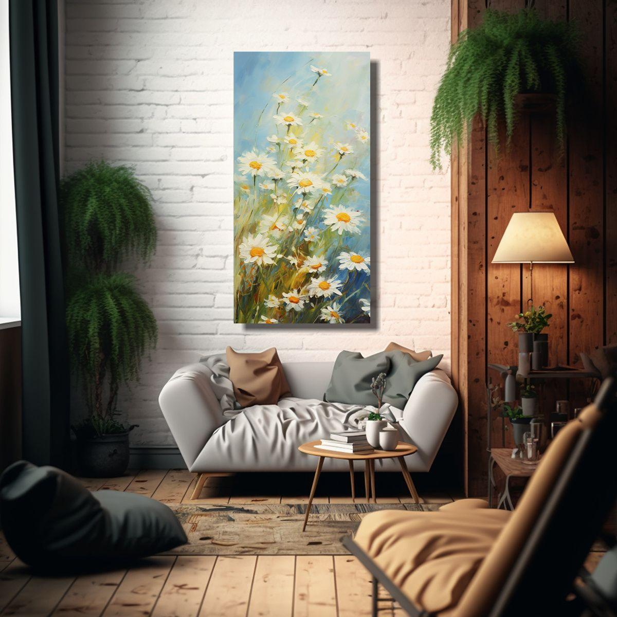 Obra De Arte Inspiración Manzanilla Hierbas 30x60cm-2