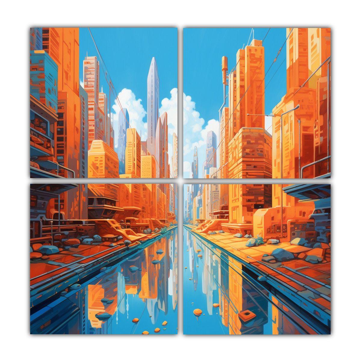 Cuadros Decorativos Futuristas De La Ciudad 180x180 Cm-0