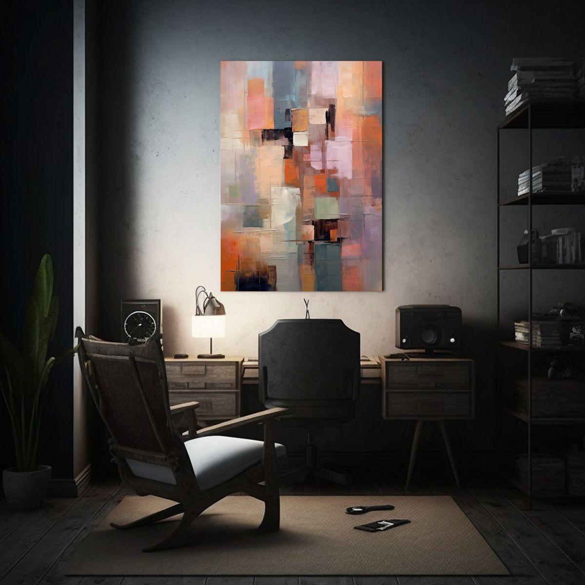 Cuadro Abstracto Con Colores Vibrantes Y Formas 30x45cm-2
