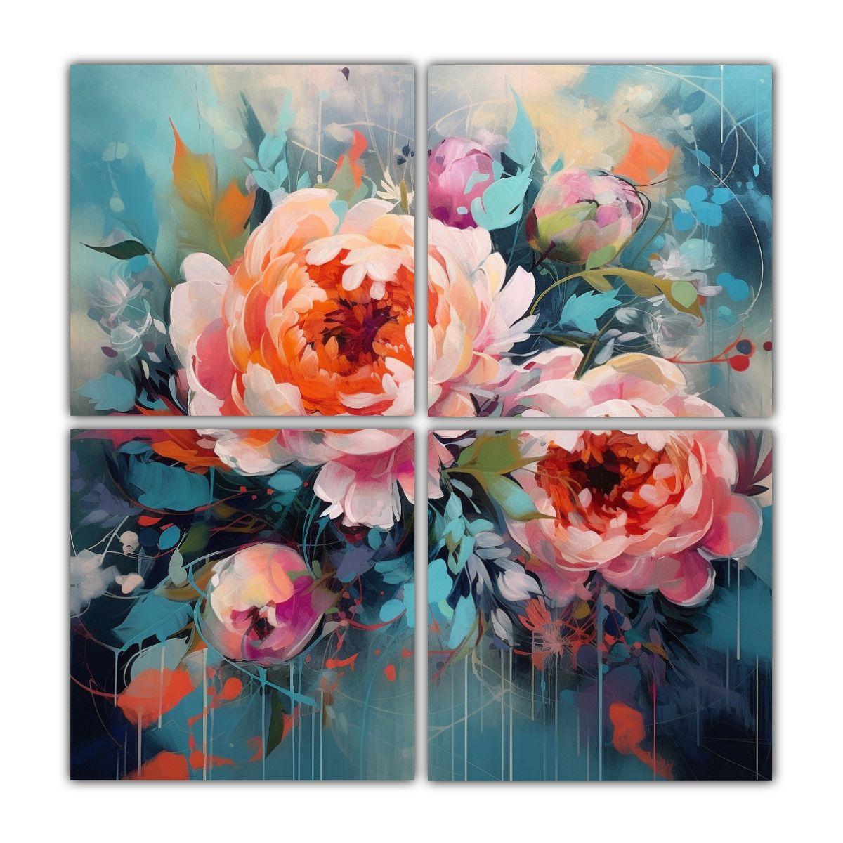 Cuadros Decorativos Modernos Del Peonía Y Rosas 40x40 Cm-0