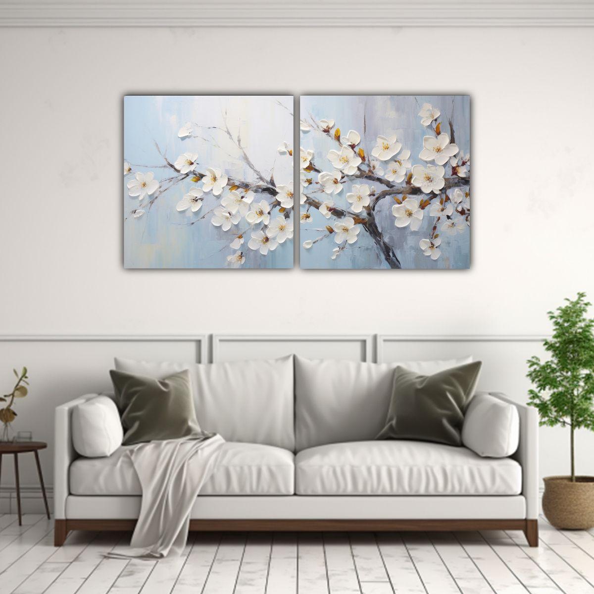 Cuadro Lienzo De Diseño Impactante Con Cerezos 120x60 Cm-2